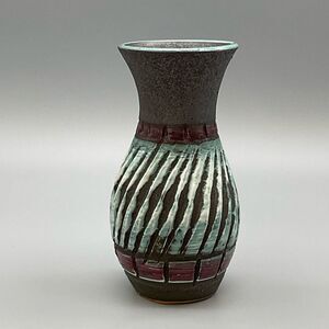 Vintage Italian Lava Glaze Pottery Sgraffito Flared Vase Bitossi MCM